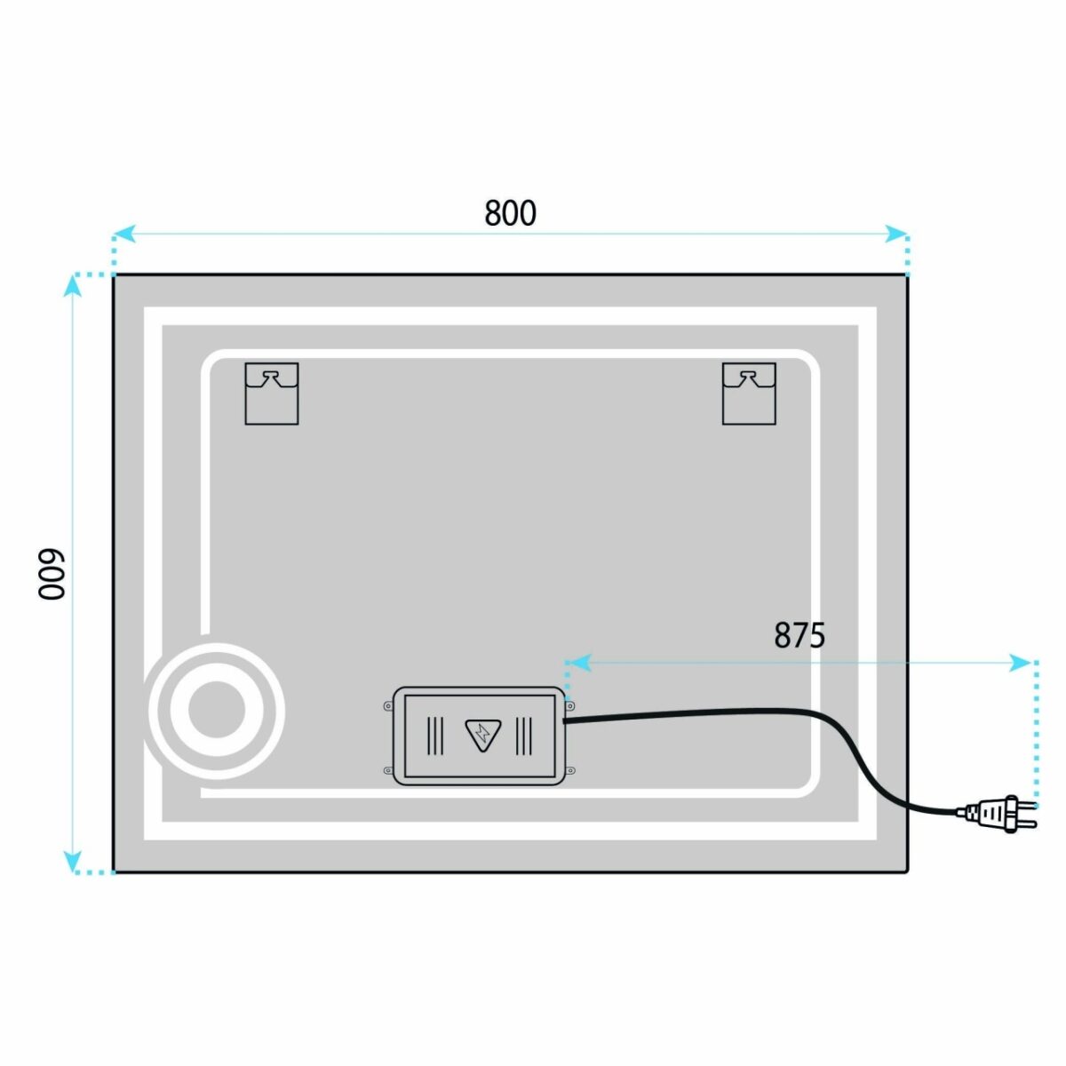 Specchio LED HAVEN con illuminazione – 80x60 cm - immagine 5