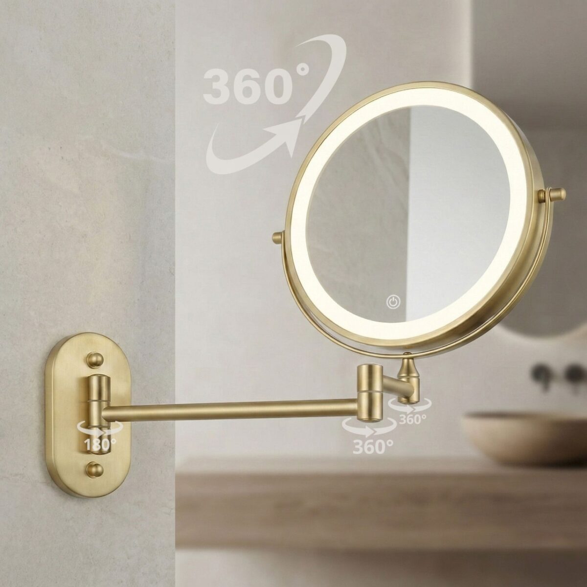 Specchio LED Glow Brush Gold - immagine 4