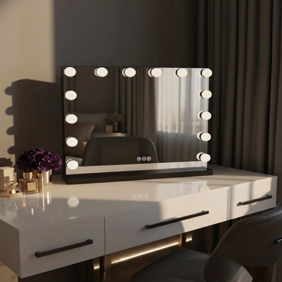 Specchio LED HOLLYWOOD Black – 58x45 cm - immagine 2