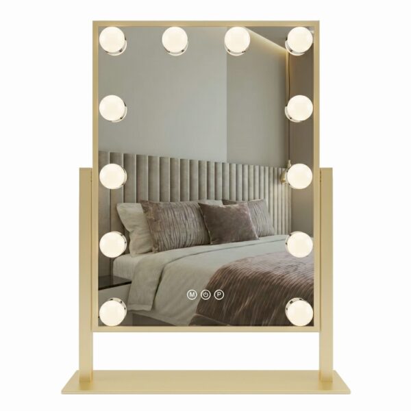 Specchio cosmetico LED Hollywood L.Gold con illuminazione – 30x40 cm