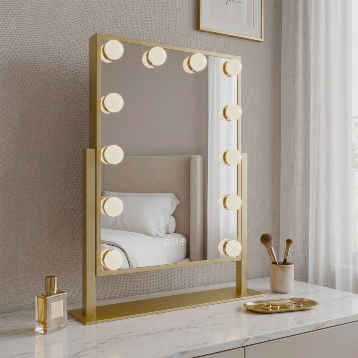 Specchio cosmetico LED Hollywood L.Gold con illuminazione – 30x40 cm - immagine 5