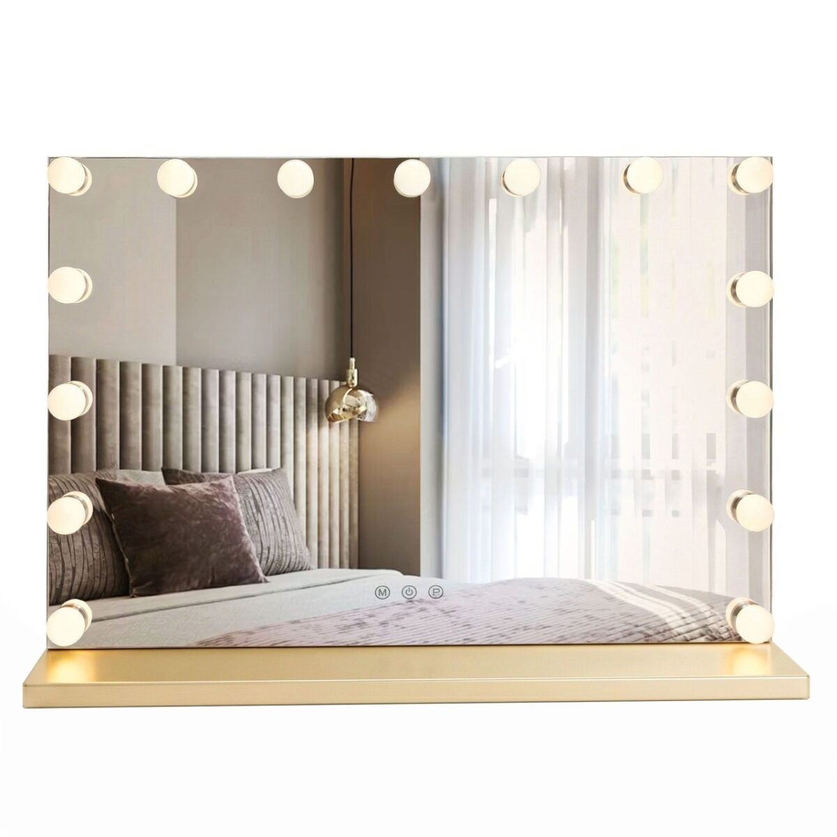 Specchio LED Hollywood L.Gold con illuminazione – 80x14x62 cm - immagine 2
