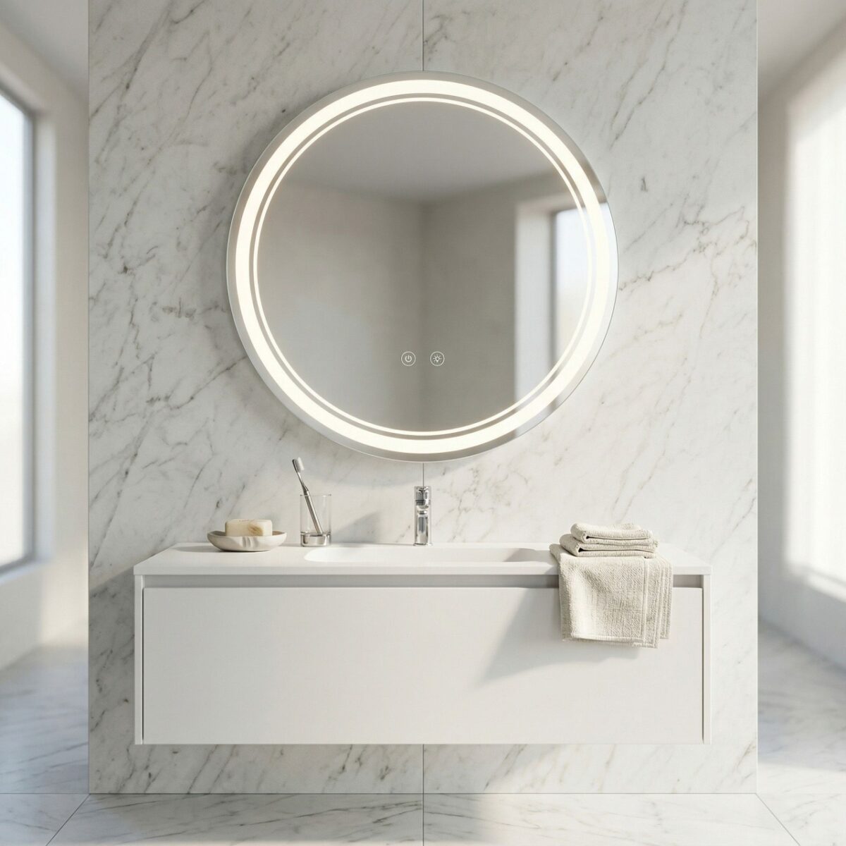 Specchio LED SOFT con doppia illuminazione decorativa – Ø70 cm - immagine 3