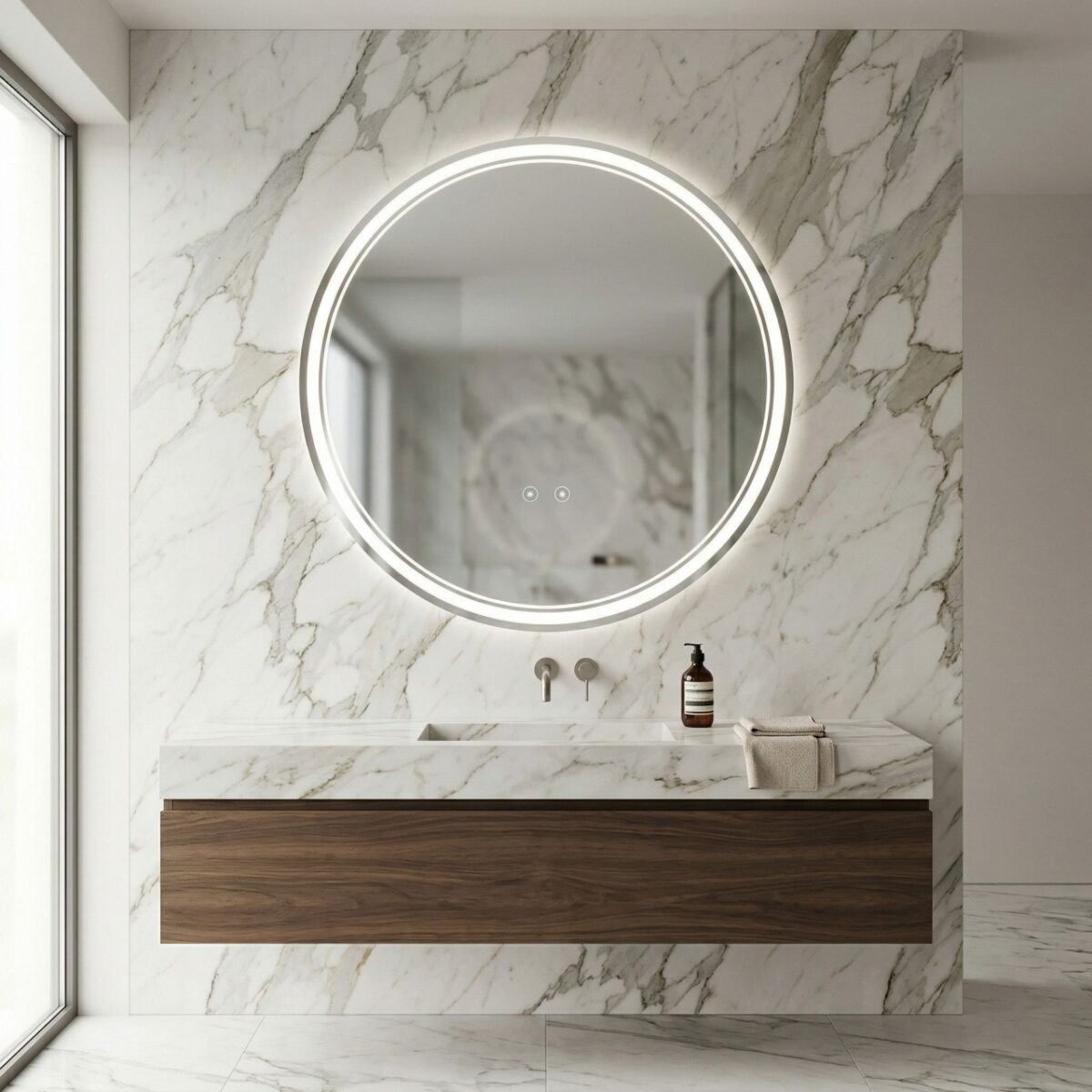 Specchio LED SOFT con doppia illuminazione decorativa – Ø90 cm - immagine 2