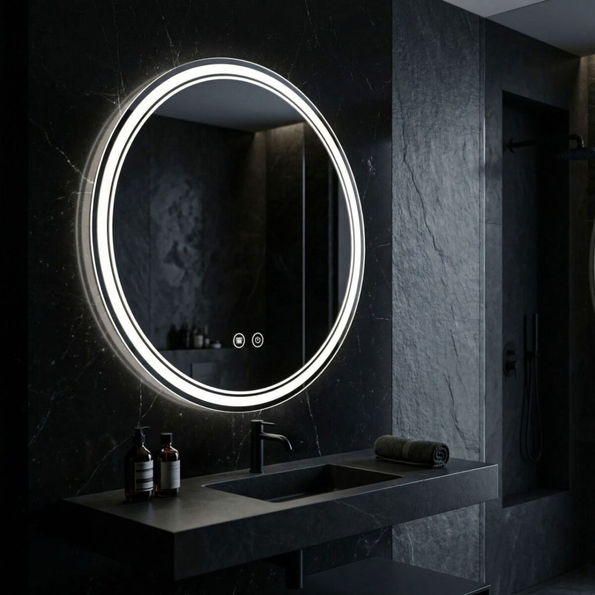 Specchio LED SOFT con doppia illuminazione decorativa – Ø90 cm - immagine 3