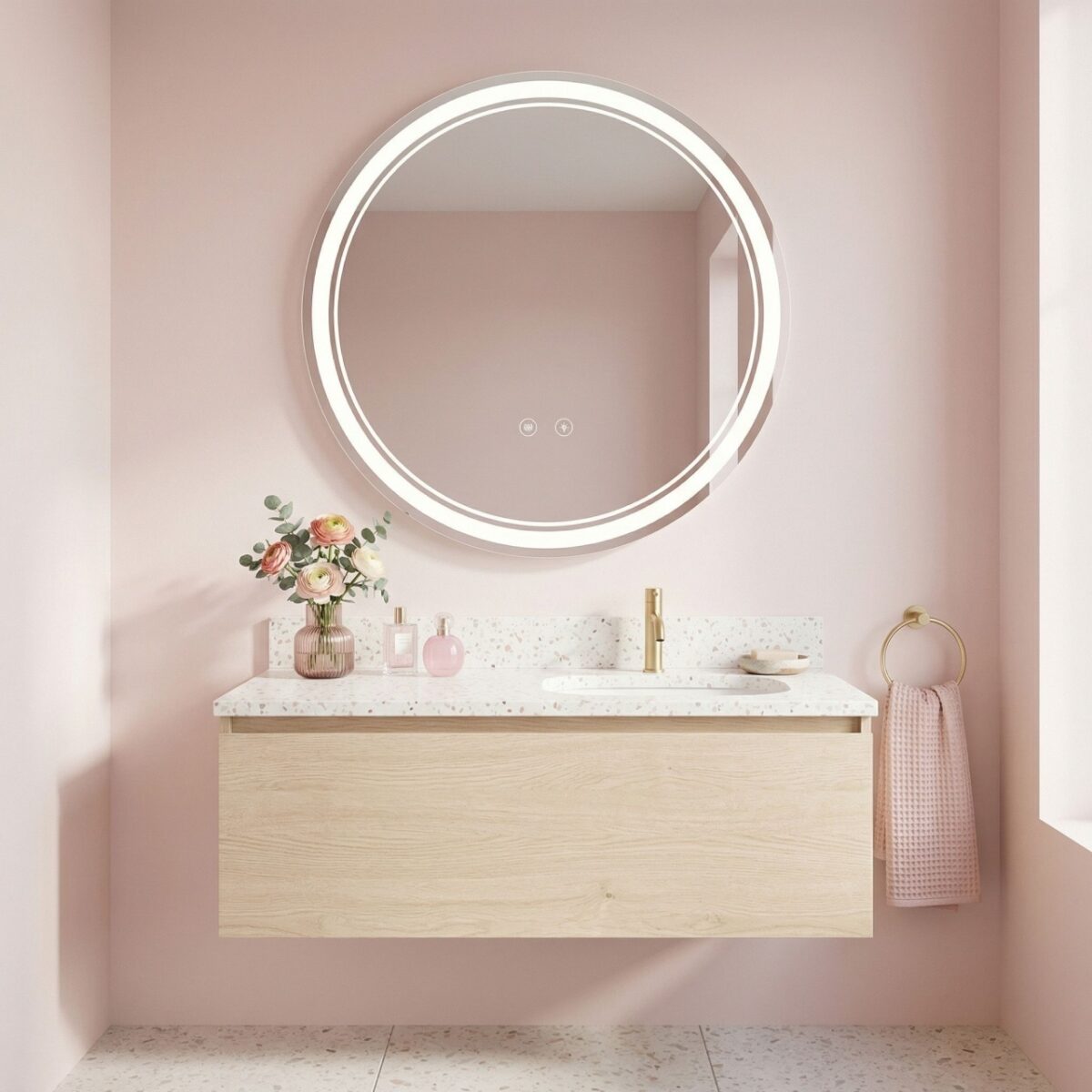 Specchio LED SOFT con doppia illuminazione decorativa – Ø90 cm - immagine 4