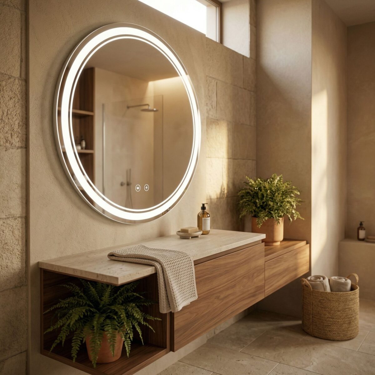 Specchio LED SOFT con doppia illuminazione decorativa – Ø90 cm - immagine 5