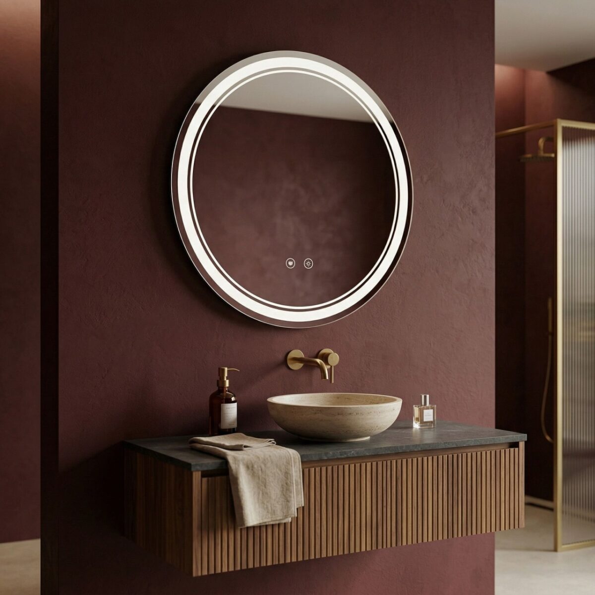Specchio LED SOFT con doppia illuminazione decorativa – Ø90 cm - immagine 6