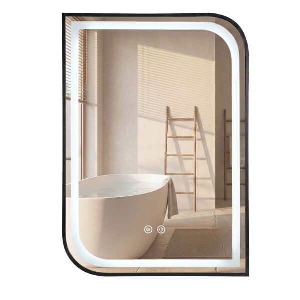 Specchio LED ZONE con cornice nera – 80x60 cm