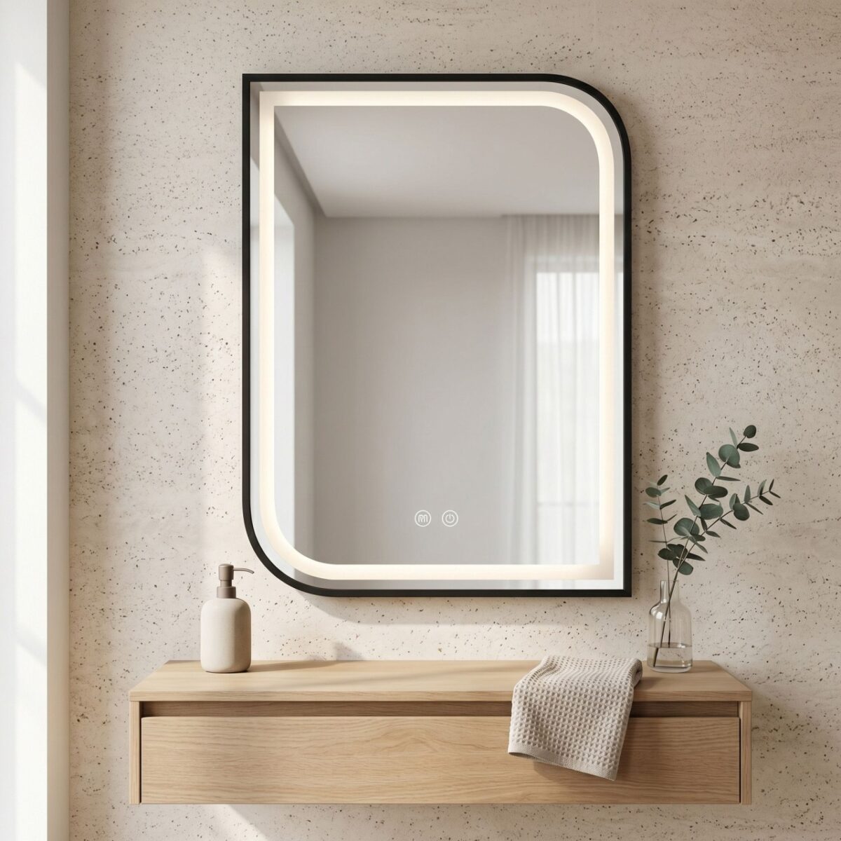 Specchio LED ZONE con cornice nera – 80x60 cm - immagine 2