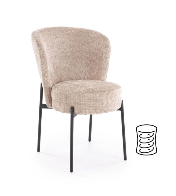 Sedia K590 in tessuto CREMONA color beige con struttura nera – 55x66x80 cm
