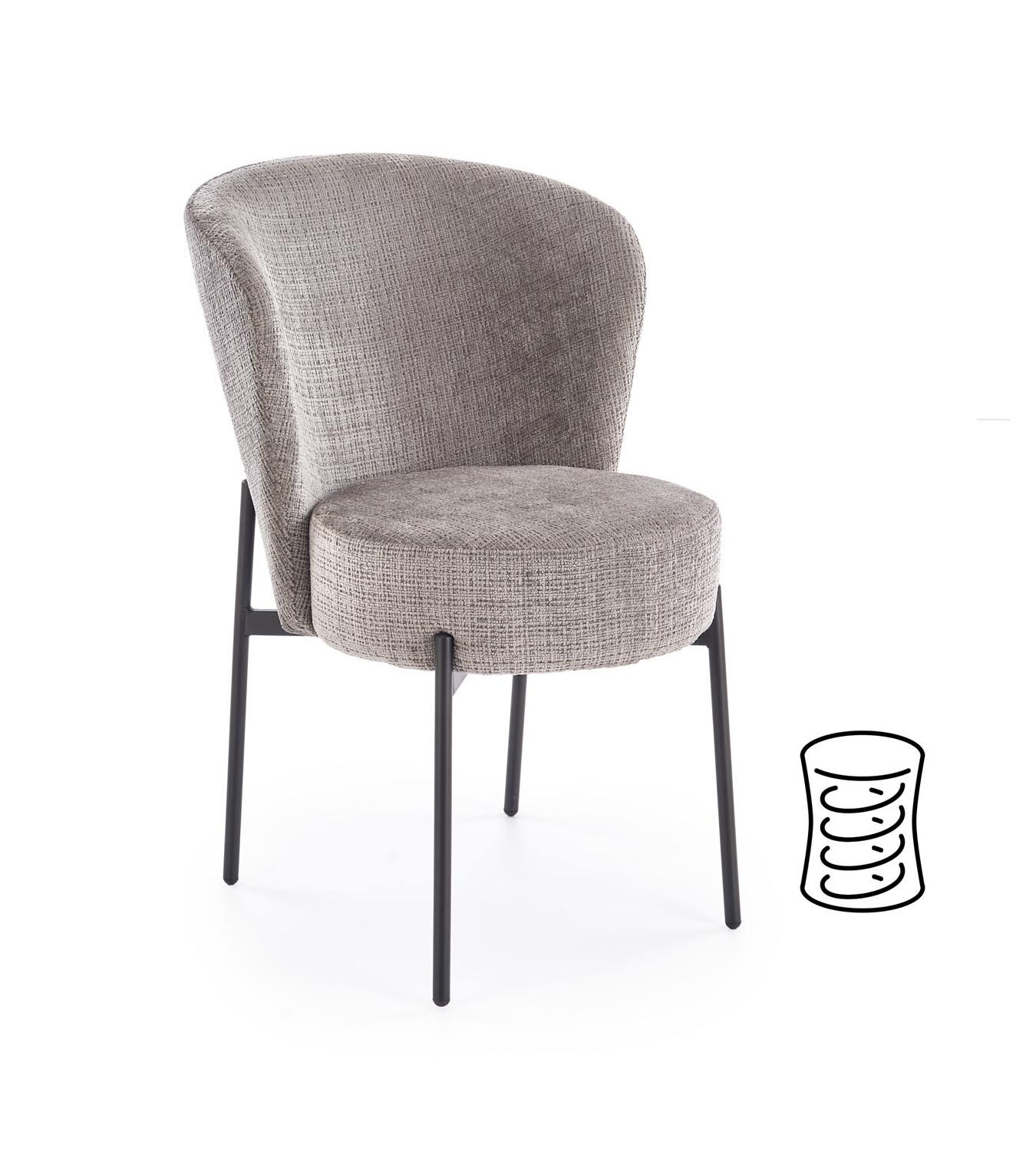 product-6006 Sedia K590 in tessuto CREMONA color grigio con struttura nera – 55x66x80 cm - immagine 1