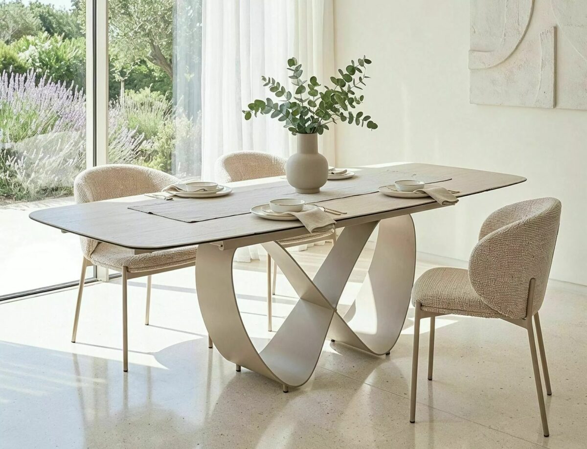 Tavolo INFINITY Ceramic allungabile in ceramica Travertino beige e cashmere – 160-236×95 cm - immagine 2