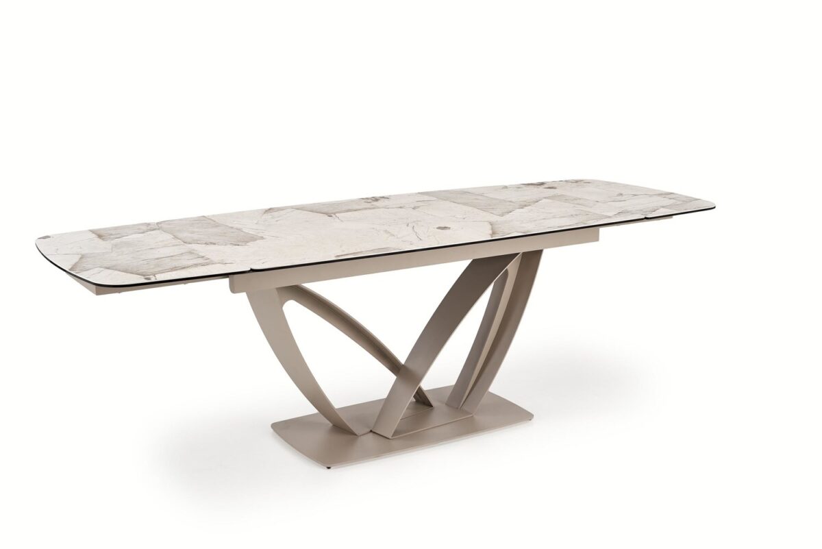 Tavolo Benjamin allungabile in ceramica effetto marmo beige e cashmere – 160-240×90 cm - immagine 2