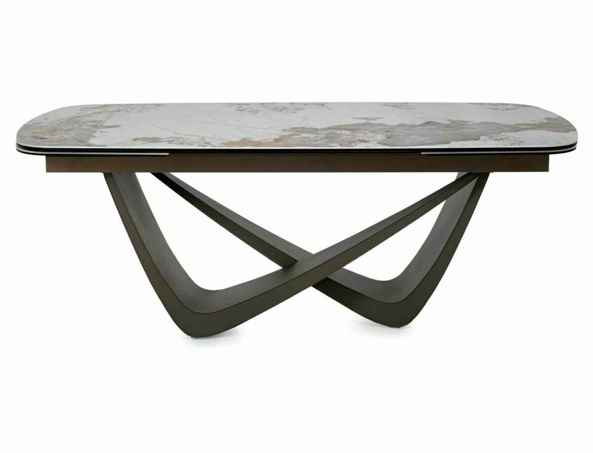 Tavolo MARANELLO Ceramic allungabile effetto marmo bianco e rame 200-290×98 cm - immagine 4
