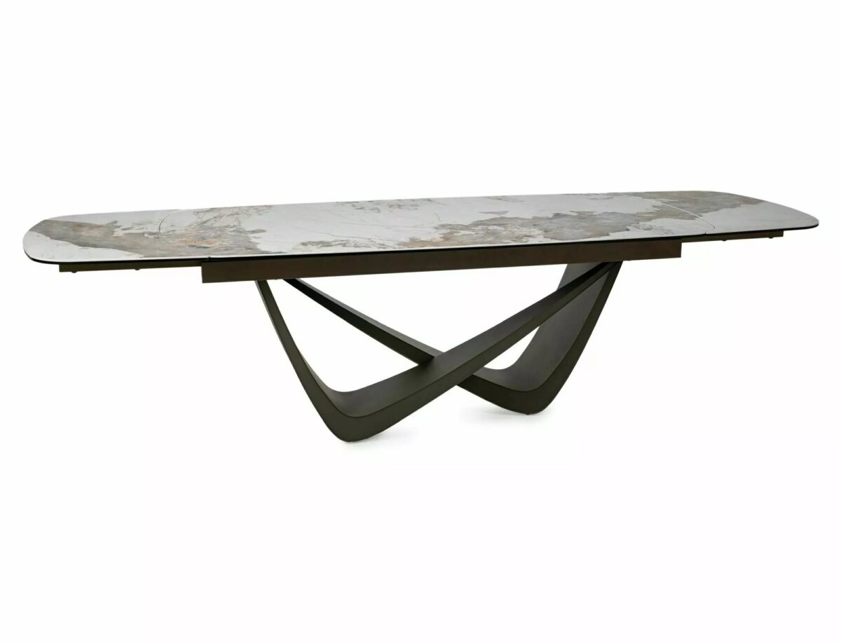Tavolo MARANELLO Ceramic allungabile effetto marmo bianco e rame 200-290×98 cm - immagine 2